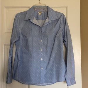LL Bean Light blue polka dot button up shirt